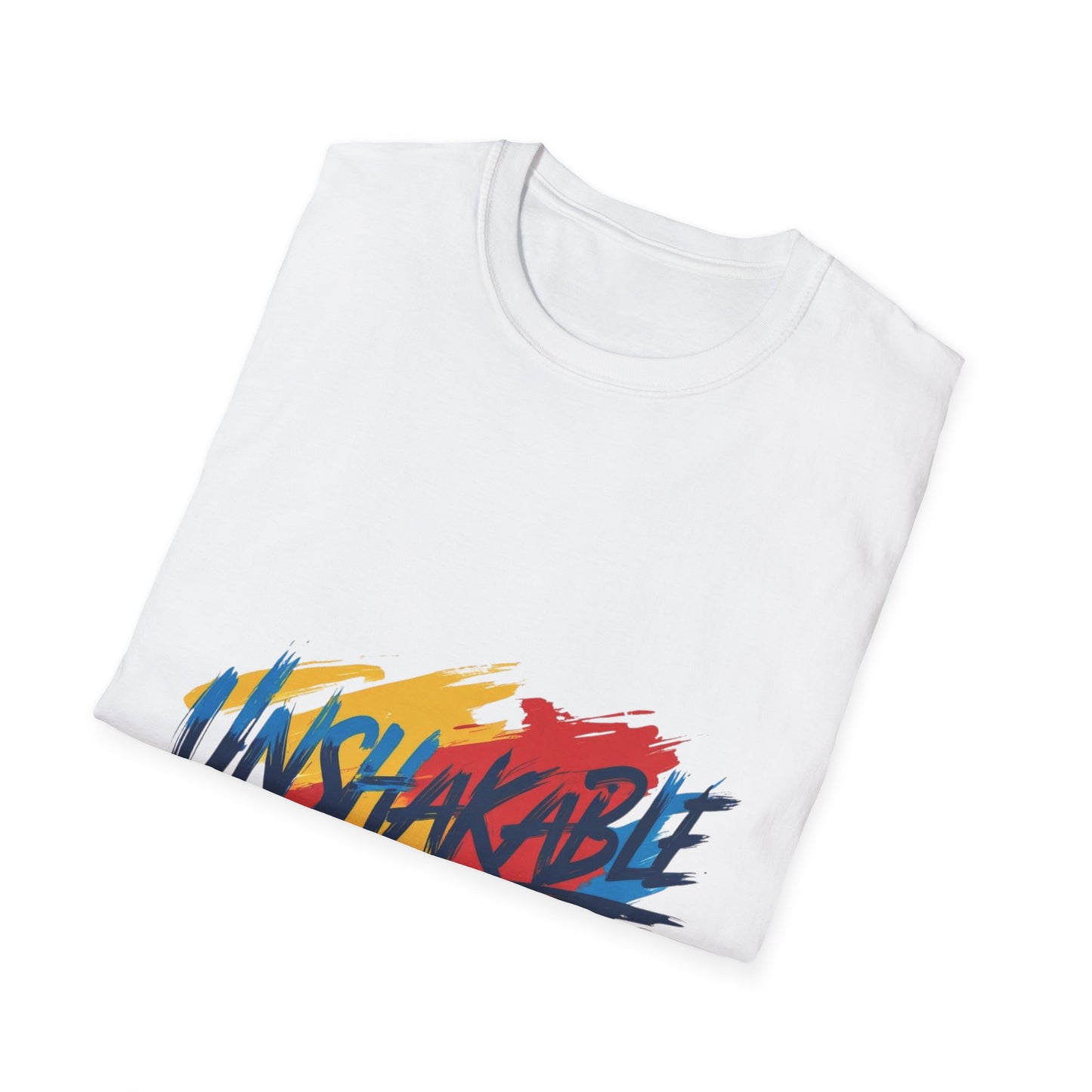 Unshakable Graphic Tee — Colorful Brush Stroke Motivational T-Shirt