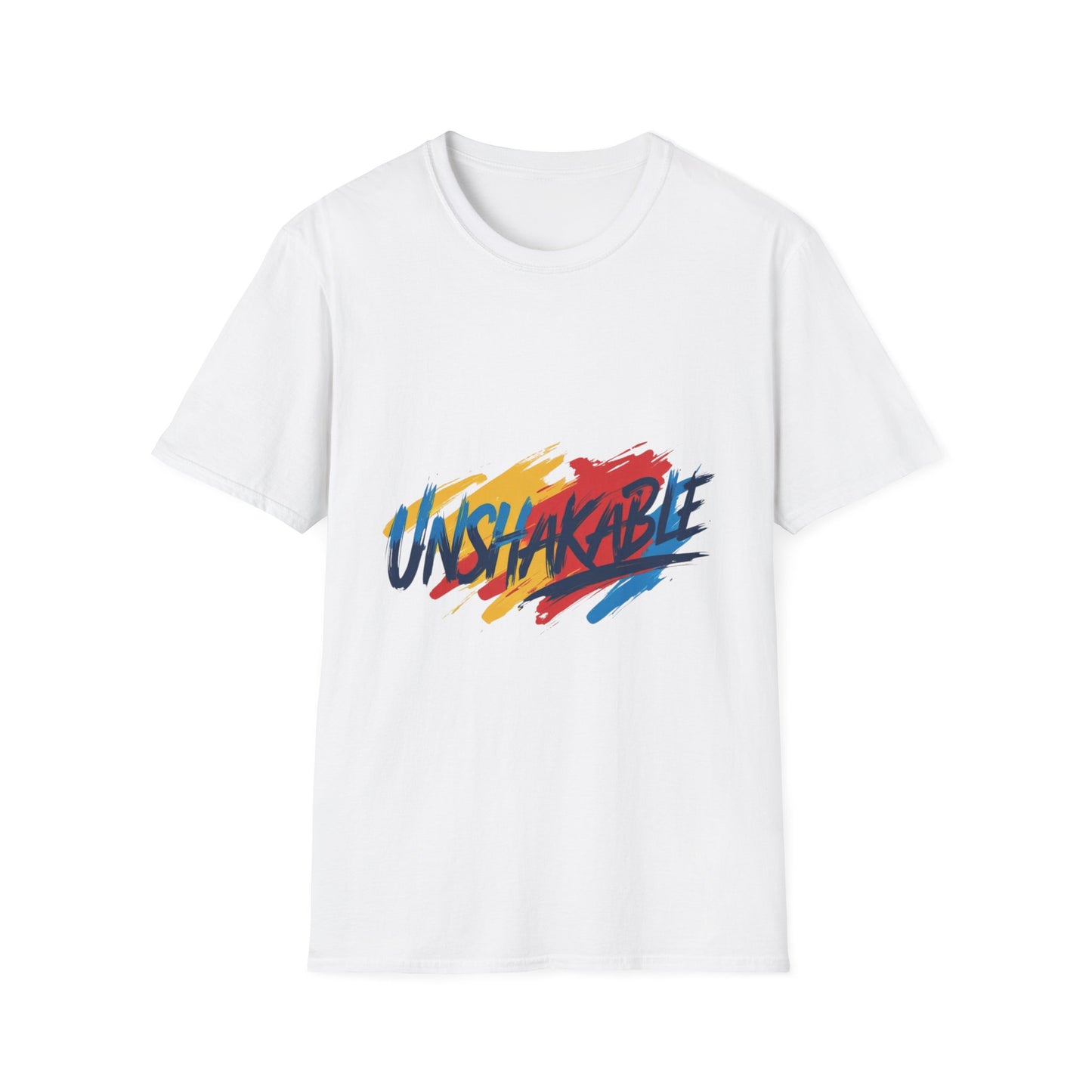 Unshakable Graphic Tee — Colorful Brush Stroke Motivational T-Shirt