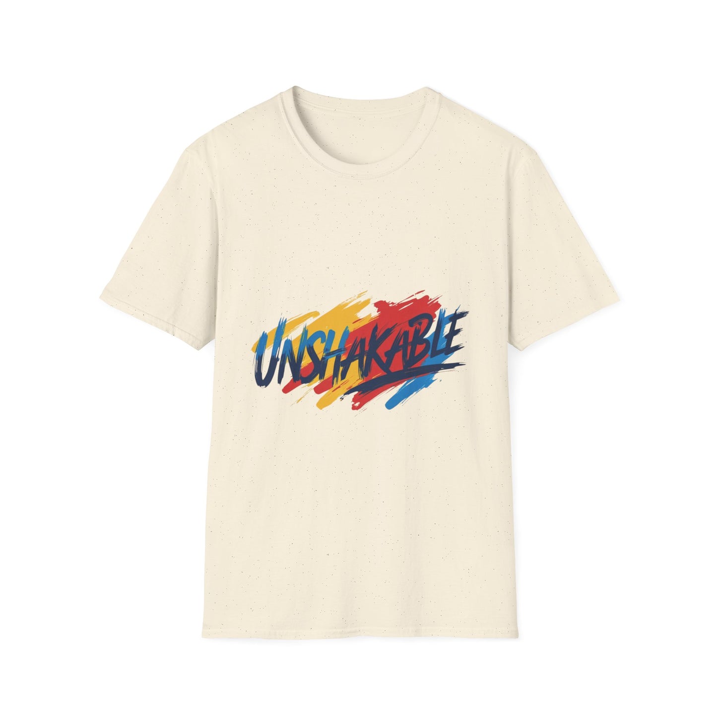 Unshakable Graphic Tee — Colorful Brush Stroke Motivational T-Shirt