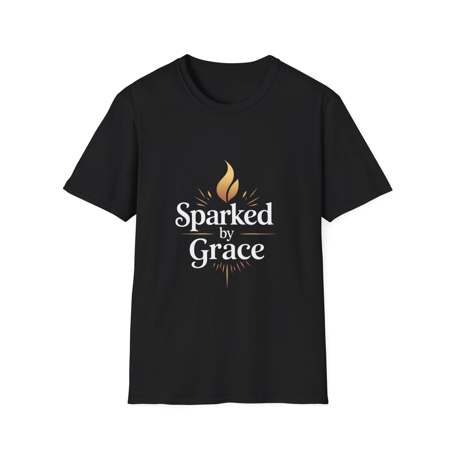 Sparked by Grace T-Shirt — Faith Flame Christian Tee