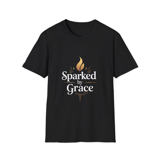 Sparked by Grace T-Shirt — Faith Flame Christian Tee
