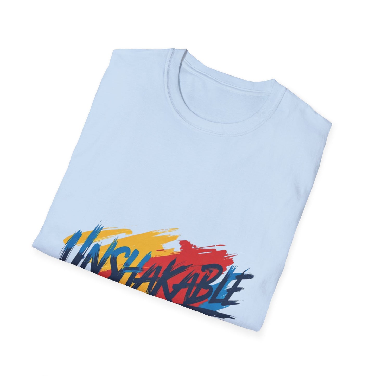 Unshakable Graphic Tee — Colorful Brush Stroke Motivational T-Shirt