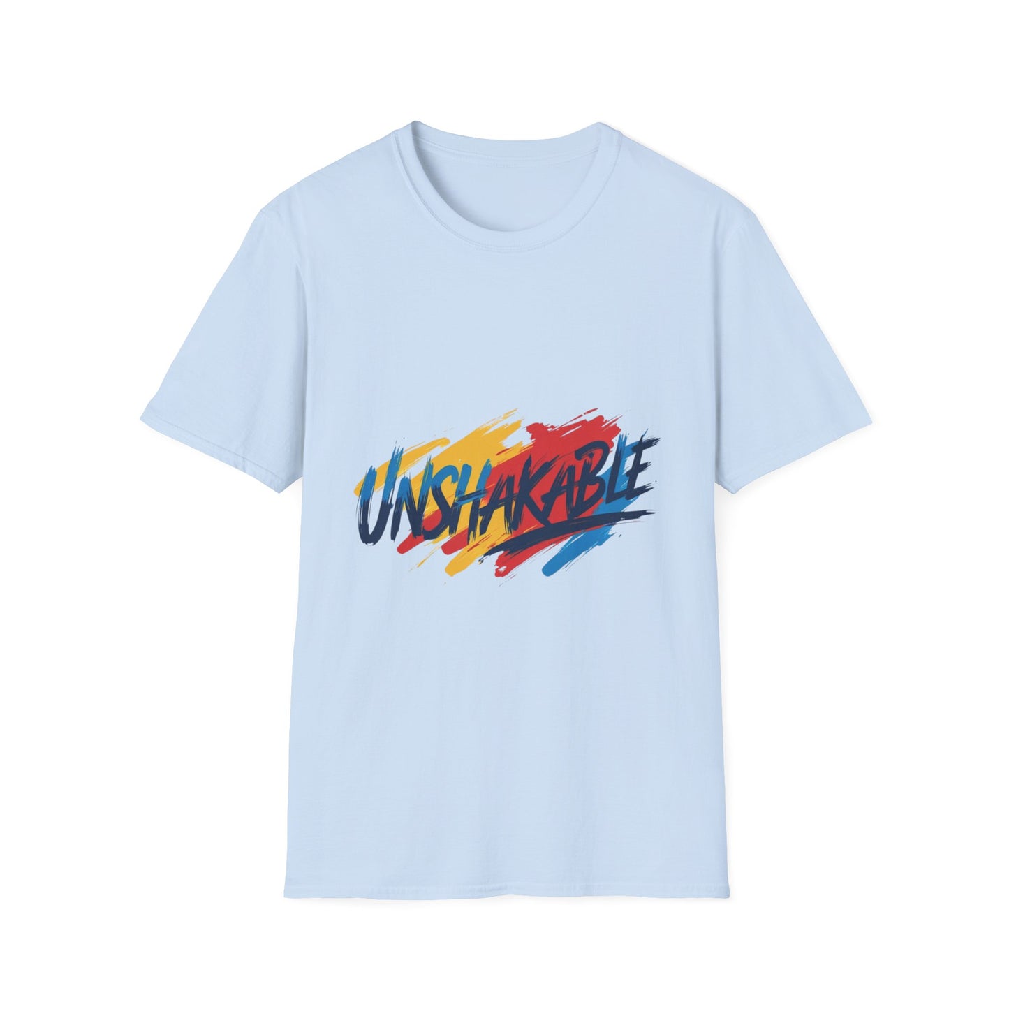 Unshakable Graphic Tee — Colorful Brush Stroke Motivational T-Shirt