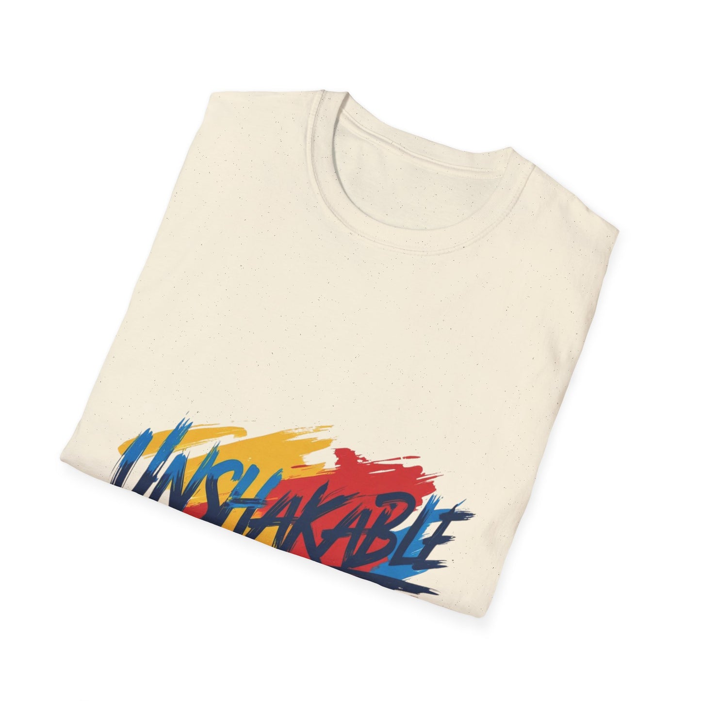 Unshakable Graphic Tee — Colorful Brush Stroke Motivational T-Shirt